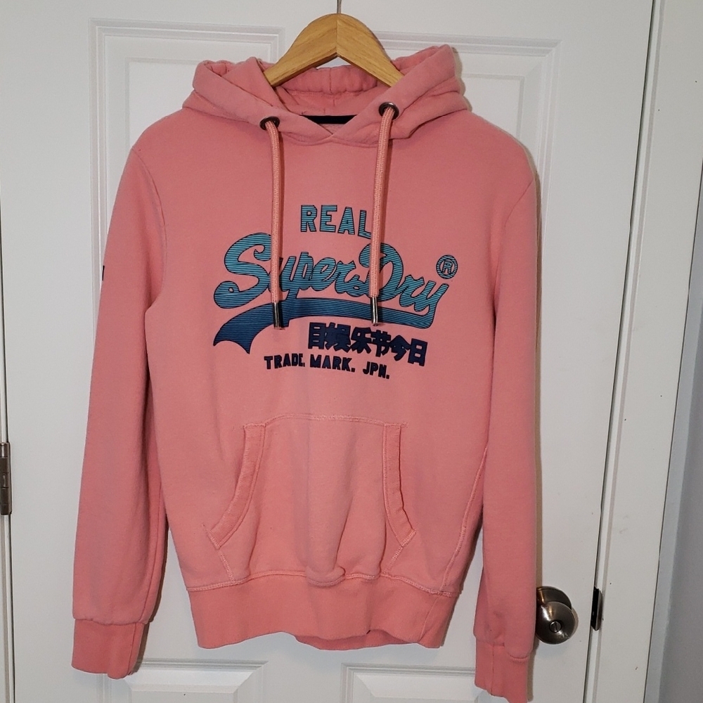 Superdry Vintage Logo Coral Hoodie for Men Size Small